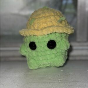 Cute Green Plush Toy with Yellow Hat